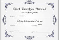 10+ Best Teacher Certificate Templates | Free Word &amp;amp; Pdf Inside Classroom Certificates Templates