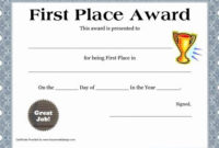 30 First Place Ribbon Printable In 2020 | Award Template Throughout Top First Place Award Certificate Template