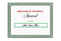 30+ Printable Employee Of The Month Certificates For Employee Of The Month Certificate Template With Picture