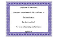 30+ Printable Employee Of The Month Certificates Intended For Employee Of The Month Certificate Template With Picture
