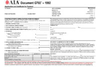 Aia Forms G702 & G703 Application, Certificate, And In Fresh Construction Payment Certificate Template