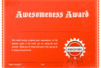 Awesomeness Award | Funny Certificates, Certificate With Best Free Printable Funny Certificate Templates