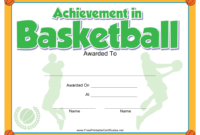 Basketball Achievement Certificate Template Download With Regard To Basketball Certificate Template