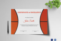 Basketball Excellence Award Certificate Design Template In Inside Basketball Certificate Template