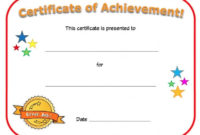 Blank Certificate Of Achievement Template (4 For Awesome Free Printable Certificate Of Achievement Template