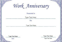 Business Certificate Work Anniversary Certificate Pertaining To Stunning Employee Anniversary Certificate Template