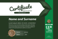Certificate Of Appreciation Award Template. Illustration For Free Certificate Template Size