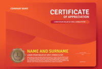 Certificate Of Appreciation Award Template. Illustration Throughout Certificate Template Size