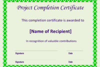 Certificate Of Completion Project | Templates At In Inside New Certificate Of Completion Template Construction