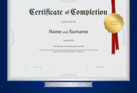 Certificate Of Completion Template Blue Border Vector Image With Free Certification Of Completion Template