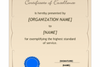 Certificate Of Excellence Template Word Templates Throughout Best Free Certificate Of Excellence Template