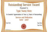 Certificate Of Years Of Service Template Printable Word Throughout Certificate Of Service Template Free