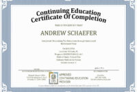 Ceu Certificate Of Completion Template Sample Throughout Pertaining To Ceu Certificate Template