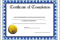 Course Completion Certificate Template Sample Sample Throughout Fascinating Class Completion Certificate Template