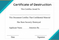 Destruction Certificate Template Thegreenerleithsocial In Certificate Of Destruction Template