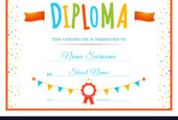 Diploma Template For Kids Royalty Free Vector Image Regarding Simple Free Printable Graduation Certificate Templates