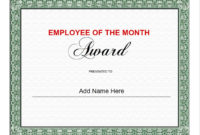 Employee Of The Month Template | New Calendar Template Site Within Employee Of The Month Certificate Template With Picture