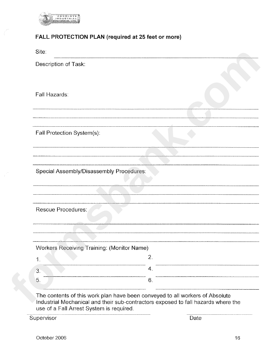 Fall Protection Plan Template Printable Pdf Download Regarding Stunning Fall Protection Certification Template
