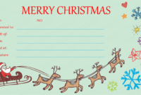 Flying Santa Reindeer Christmas Gift Certificate With Fresh Christmas Gift Certificate Template Free Download
