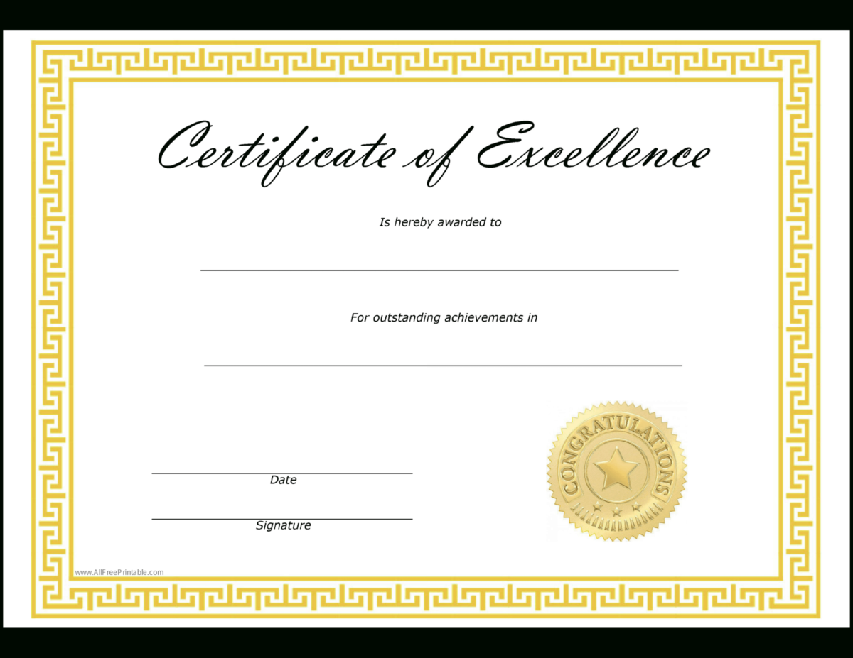 Free Certificate Of Excellence Template Professional With Free Certificate Of Excellence Template