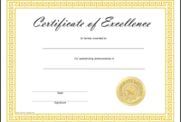 Free Certificate Of Excellence Template Professional With Free Certificate Of Excellence Template