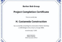 Free Certificate Of Project Completion Template Inside Simple Certificate Template For Project Completion