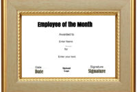 Free Custom Employee Of The Month Certificate Within Stunning Employee Of The Month Certificate Template