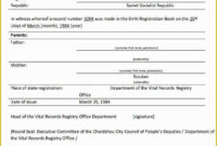 Free Death Certificate Translation Template Of Italian With Professional Death Certificate Translation Template