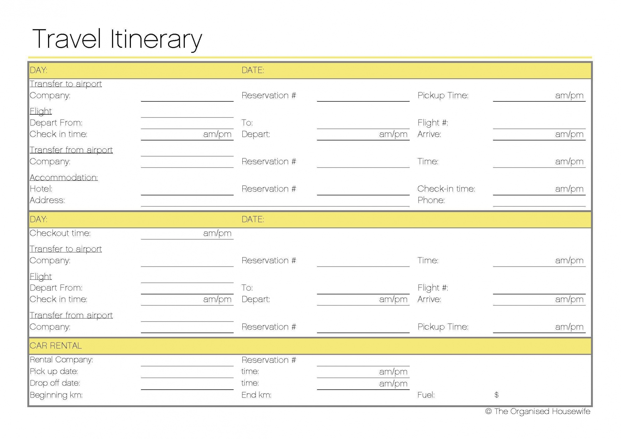 Free Printable Itinerary | Free Printable For Free Group Travel Itinerary Template