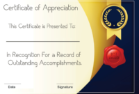 Free Sample Format Of Certificate Of Appreciation Template Throughout Top Formal Certificate Of Appreciation Template