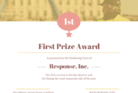 Gold First Prize Award Certificate Template In First Place In Fresh First Place Certificate Template