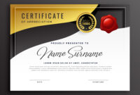 Golden Certificate Of Appreciation Template Download Regarding Free Certificate Of Appreciation Template Downloads