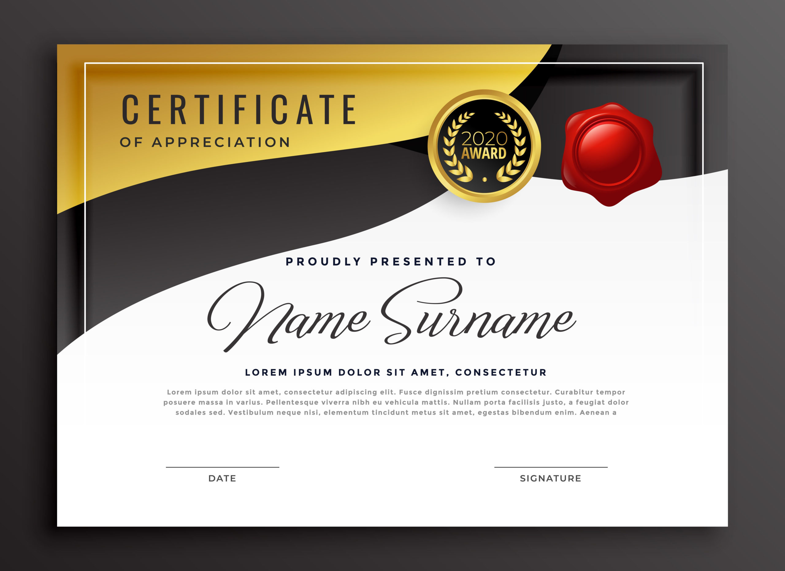 Golden Certificate Of Appreciation Template Download Regarding Free Certificate Of Appreciation Template Downloads