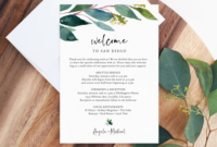Greenery Welcome Letter Template, Wedding Itinerary Card Within Wedding Welcome Itinerary Template