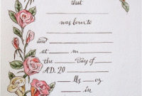 Hand Drawn & Painted Birth Certificate (Perfect For A With Regard To Fake Birth Certificate Template
