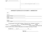 Joinder Doc Template | Pdffiller Pertaining To Certificate Of Payment Template