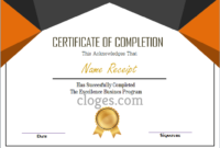 Orange Editable Word Certificate Of Completion Template For Free Certification Of Completion Template