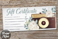 Printable Photography Gift Certificate Template, Photo With Regard To Fantastic Free Photography Gift Certificate Template