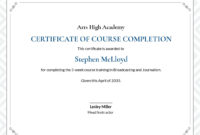 Professional Course Completion Certificate Template With Regard To Fascinating Class Completion Certificate Template