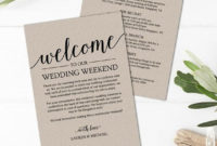 Rustic Wedding Itinerary Template / Printable Wedding Within Wedding Welcome Bag Itinerary Template
