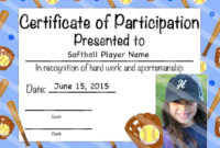 Softball Certificate Of Participation Softball Pertaining To Free Softball Certificate Templates