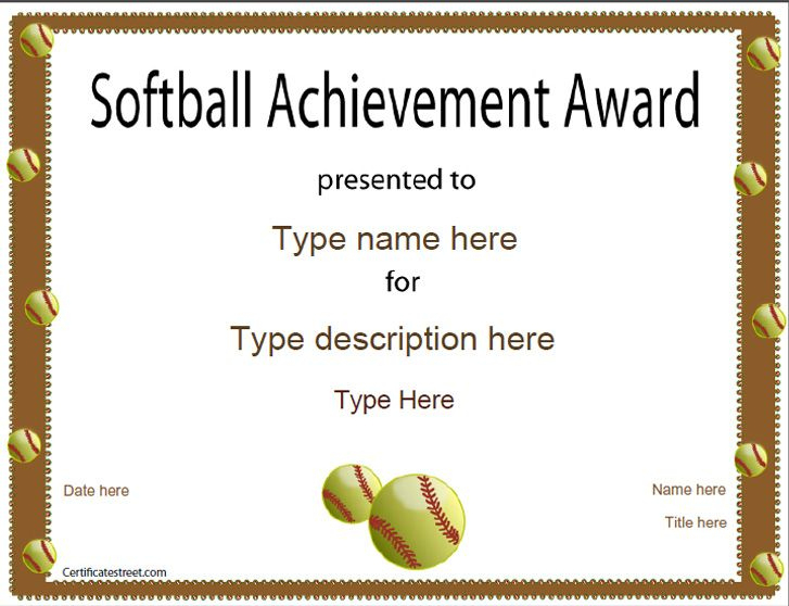 Sports Certificate Softball Certificate Intended For Within Free Softball Certificate Templates