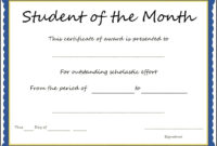 Student Of The Month Certificate Template Sample With Fresh Free Printable Student Of The Month Certificate Templates