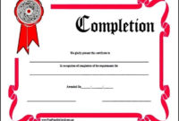 Training Completion Certificate Template Sample Pertaining To Fascinating Class Completion Certificate Template