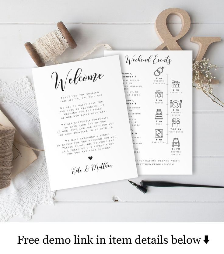 Wedding Day Itinerary Template, Welcome Letter, 100% With Wedding Welcome Itinerary Template