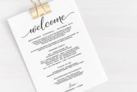 Wedding Welcome Itinerary Template Editable Wedding | Etsy With Wedding Welcome Itinerary Template