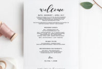 Wedding Welcome Itinerary Template, Editable Wedding Inside Wedding Welcome Bag Itinerary Template