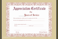 Years Of Service Certificate Template Free Of Printable With Regard To Stunning Certificate Of Service Template Free
