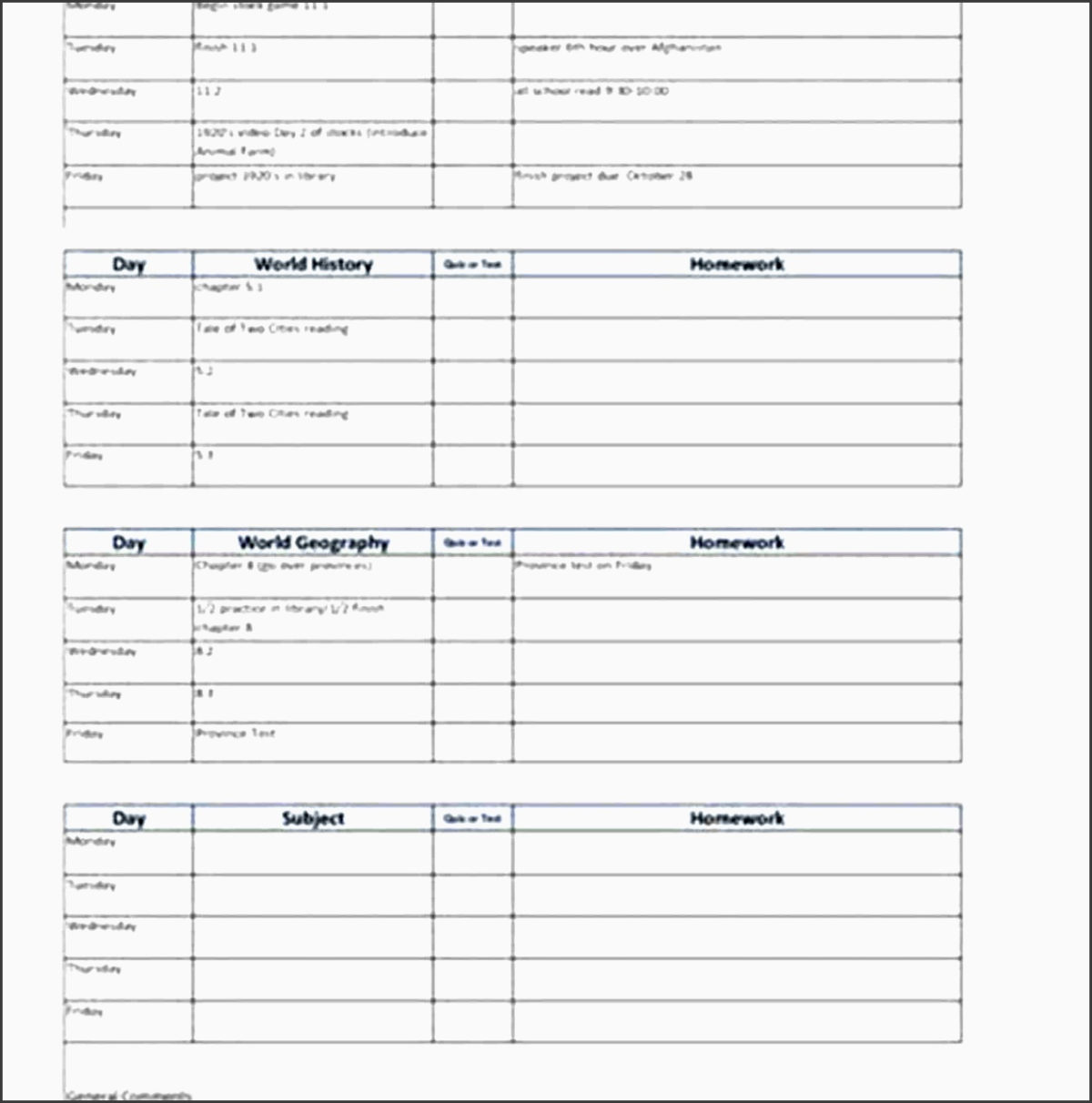 10 Homework Planner Template Sampletemplatess Inside Free Student Agenda Planner Template