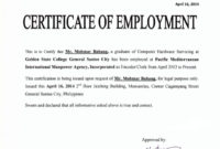 Certificate Of Employment | Certificates Templates Free In Template Of Certificate Of Employment